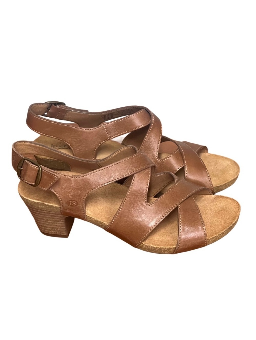 Josef Seibel Leather Strappy Sandals with Buckle Size 6-6.5 [COPY] [COPY]